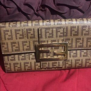 Fendi Tan and Brown Monogram Clutch